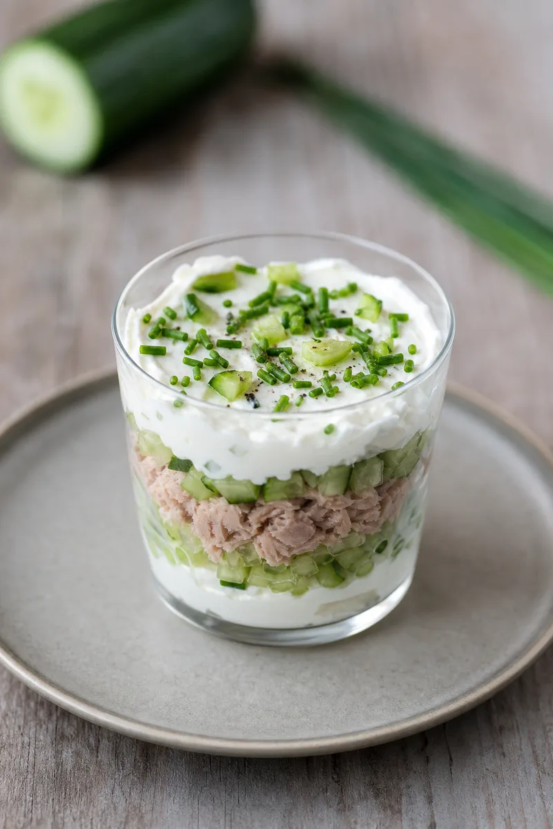 Verrines concombre et thon