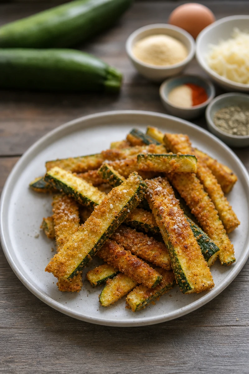 Frites de courgettes panées au parmesan