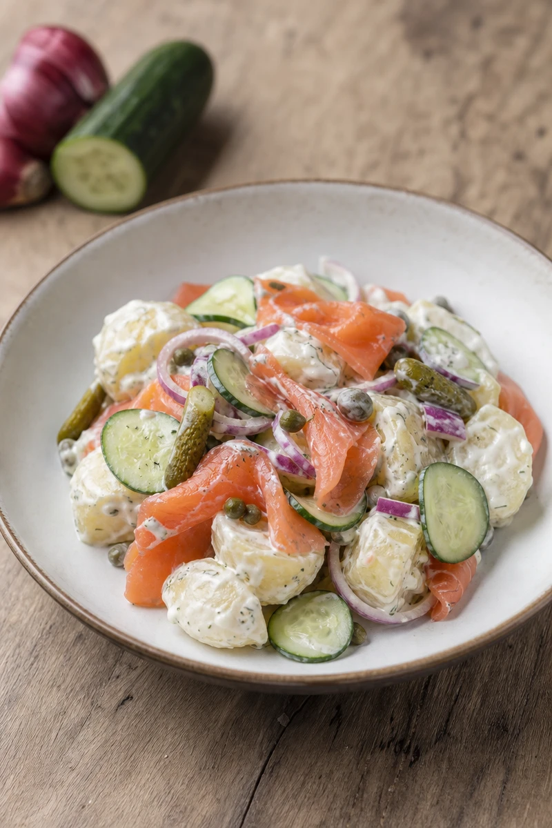 Salade de pommes de terre au saumon
