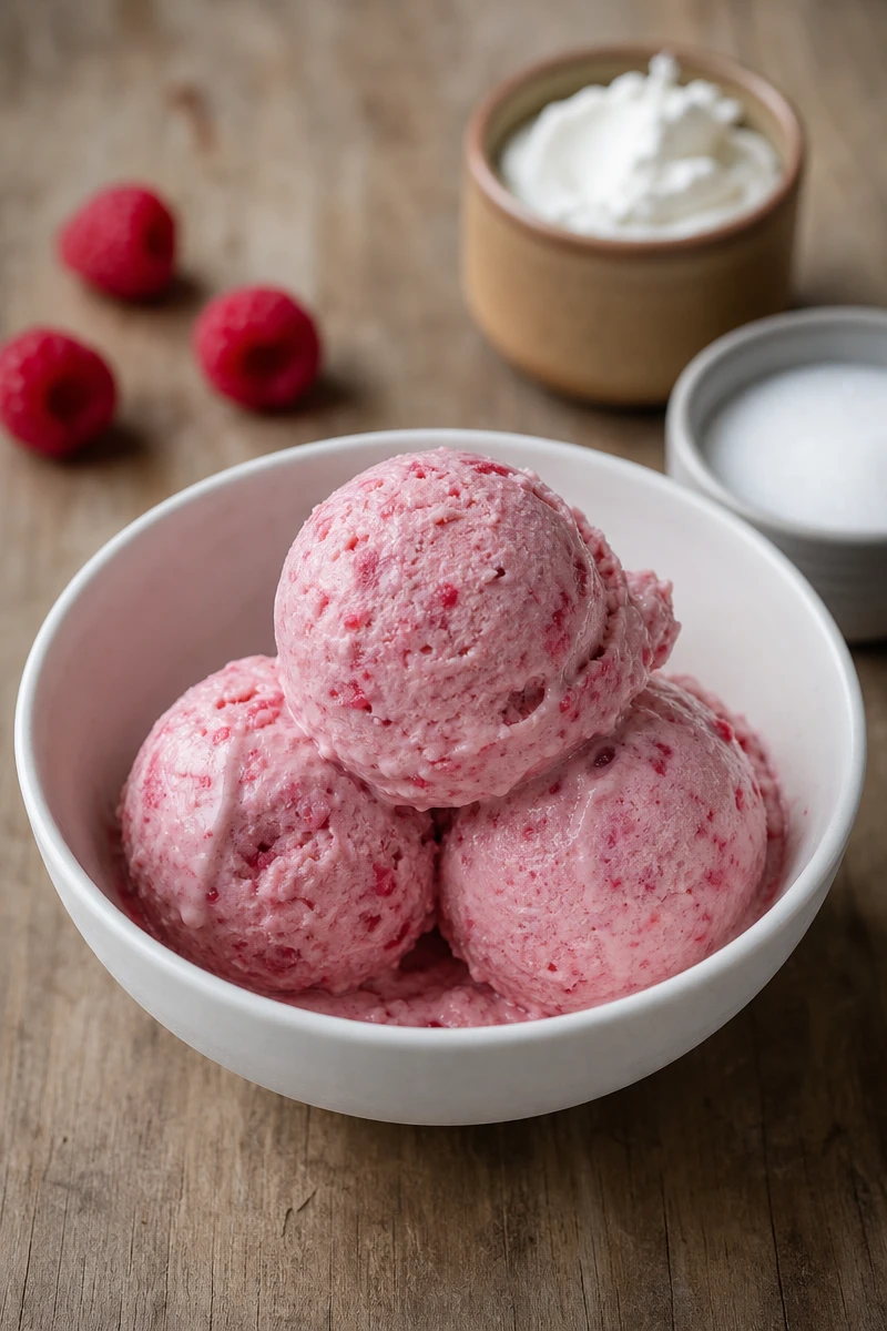 Glace maison aux framboises