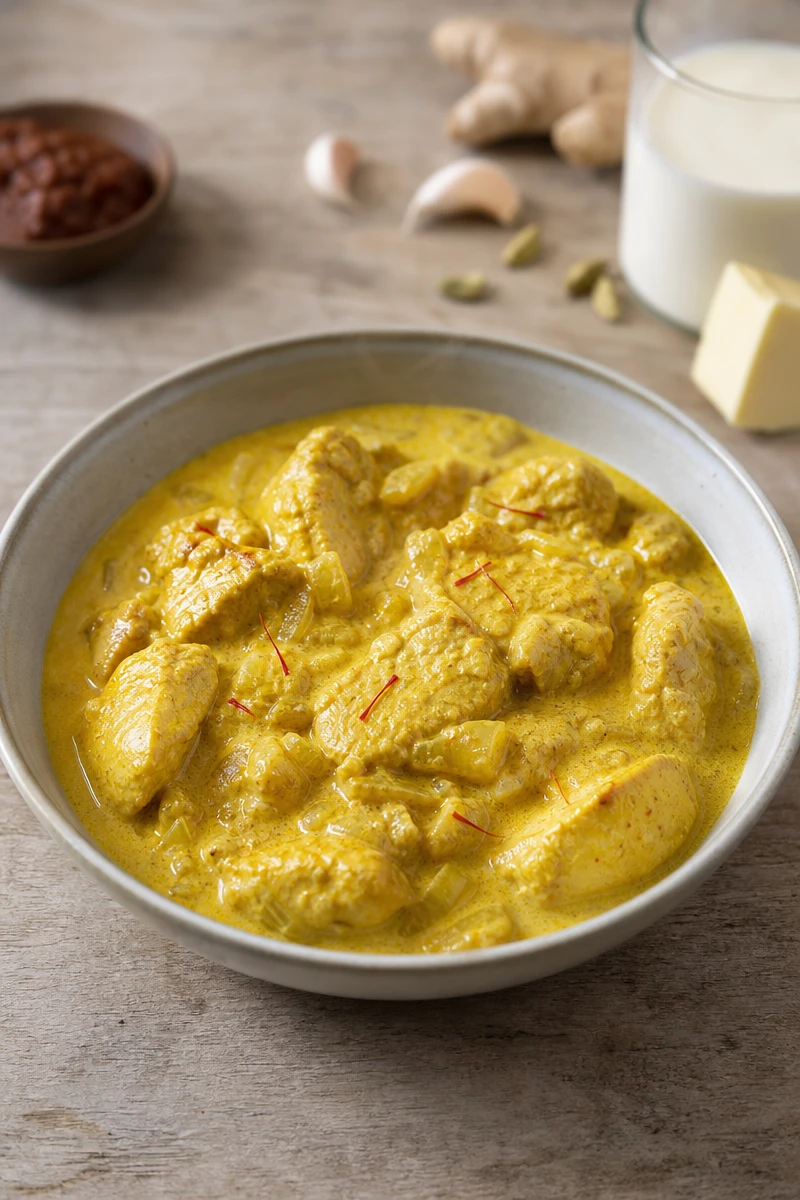 Poulet korma crémeux au safran
