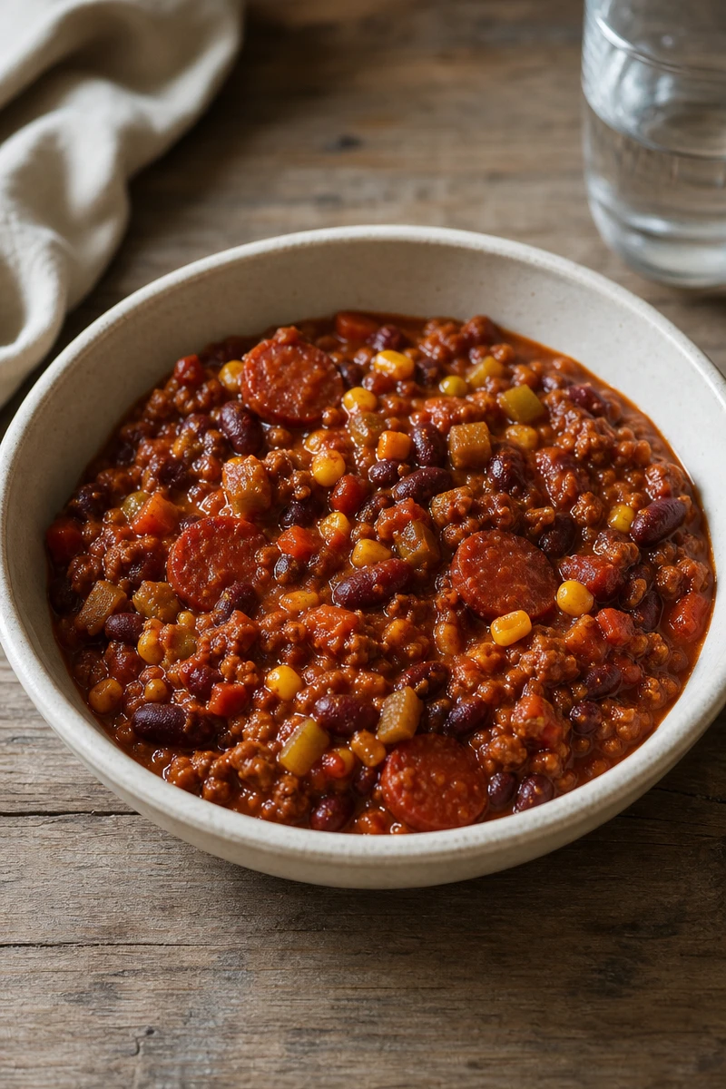 Chili con carne au chorizo et maïs
