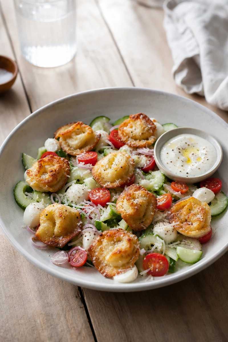Salade de tortellini croustillants