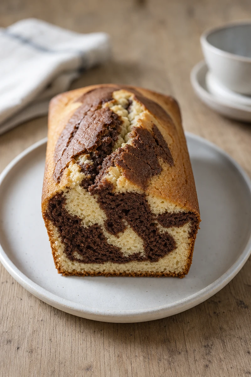 Cake marbré vanille et chocolat très moelleux