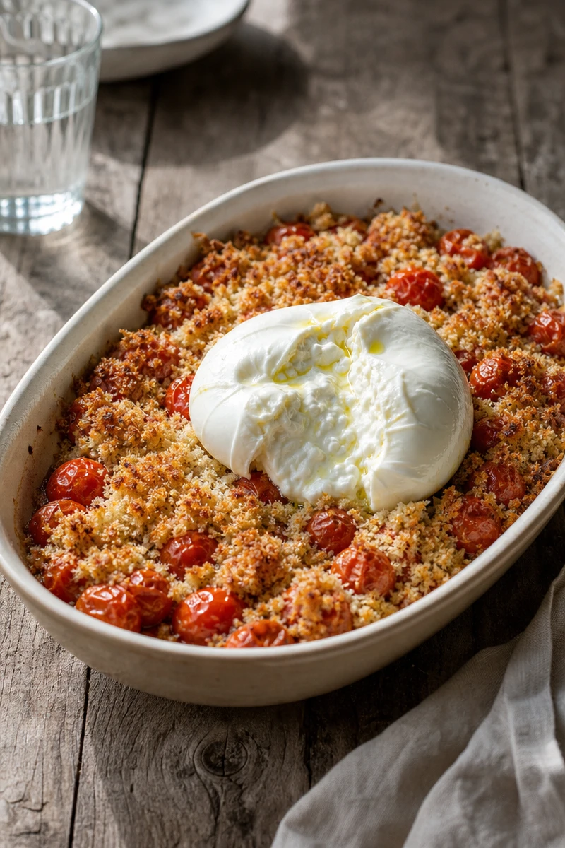 Crumble de tomates cerises à la burrata
