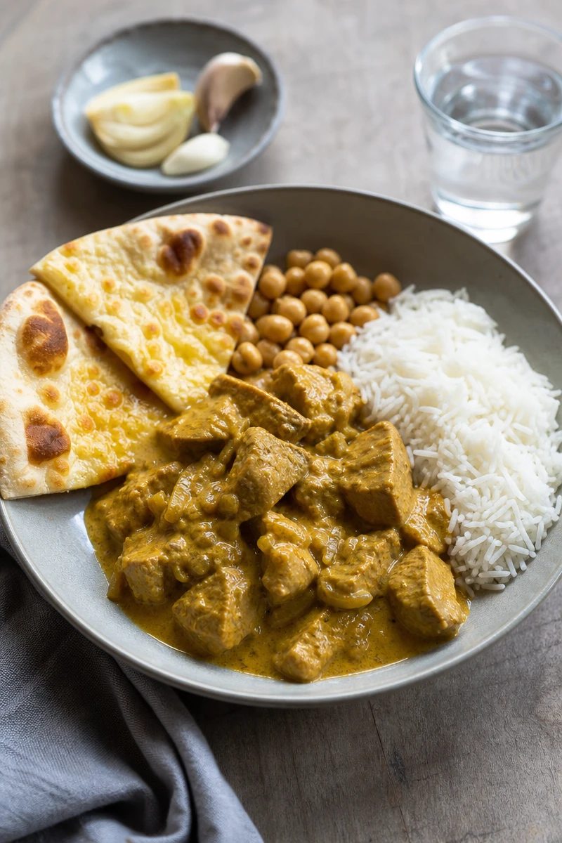 Sauté de porc avec sauce crémeuse au curry
