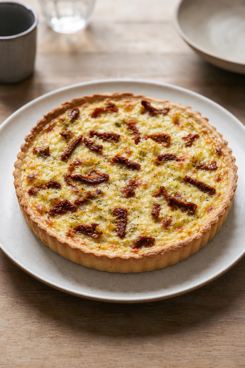 Quiche aux poireaux, fromage et tomates séchées