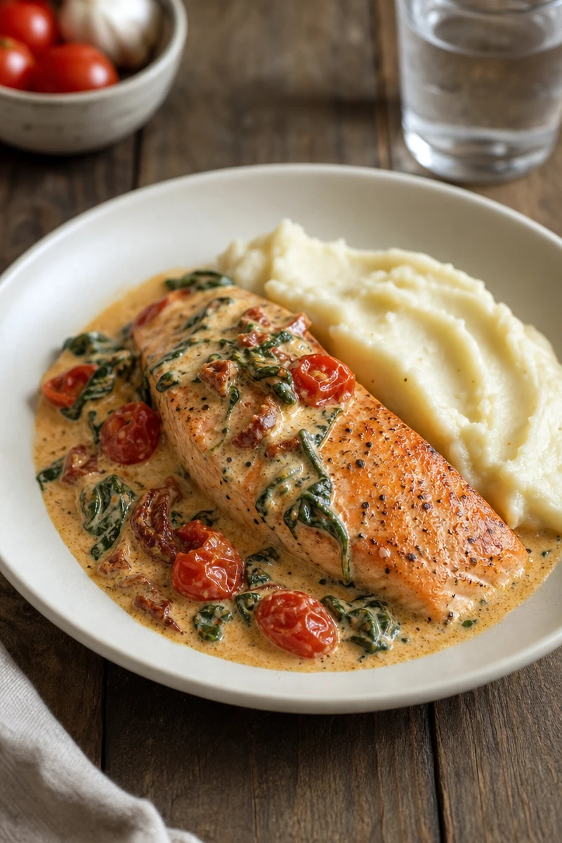 Saumon toscan crémeux avec purée de pommes de terre