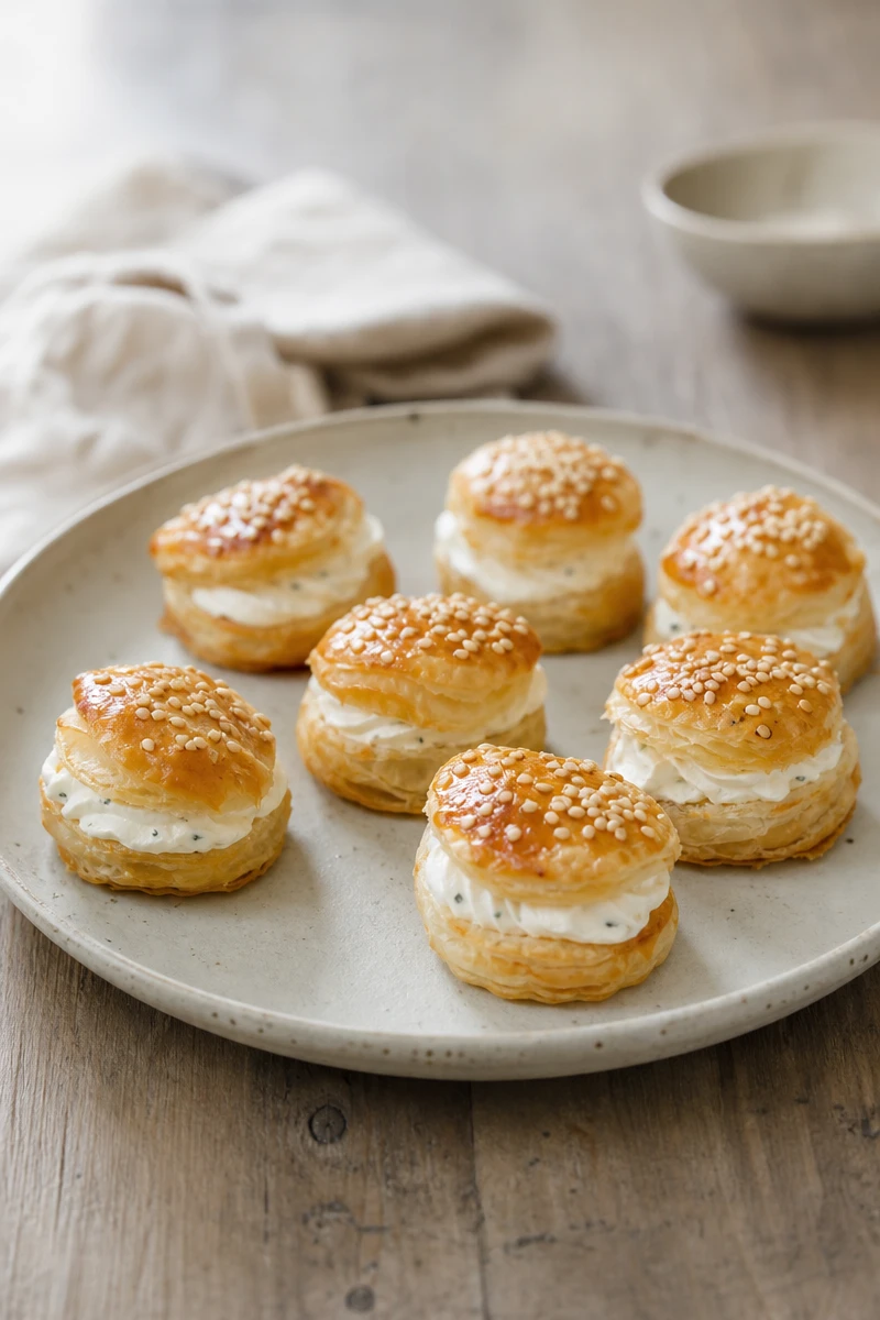 Bouchées de pâte feuilletée au fromage frais