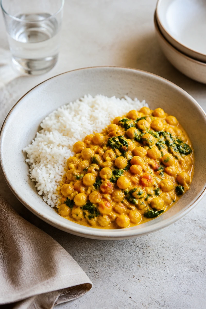 Curry de pois chiches au Thermomix {express, veggie, healthy et ultra réconfortant}