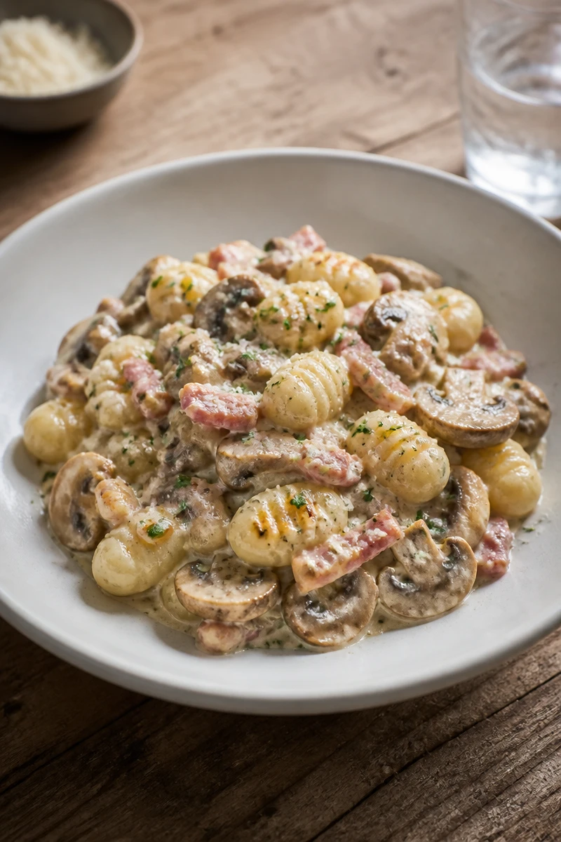 Gnocchi forestiers aux lardons