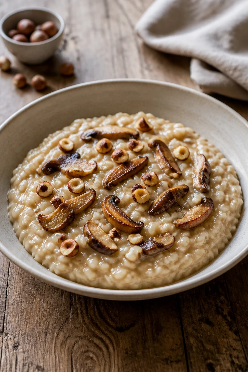Risotto crémeux aux cèpes et noisettes