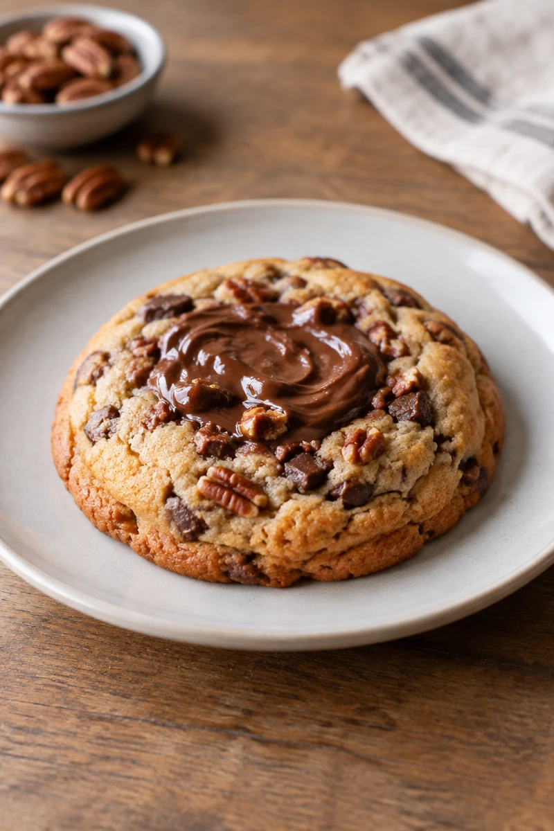 Gros cookies moelleux au chocolat, noix de pécan et pâte à tartiner