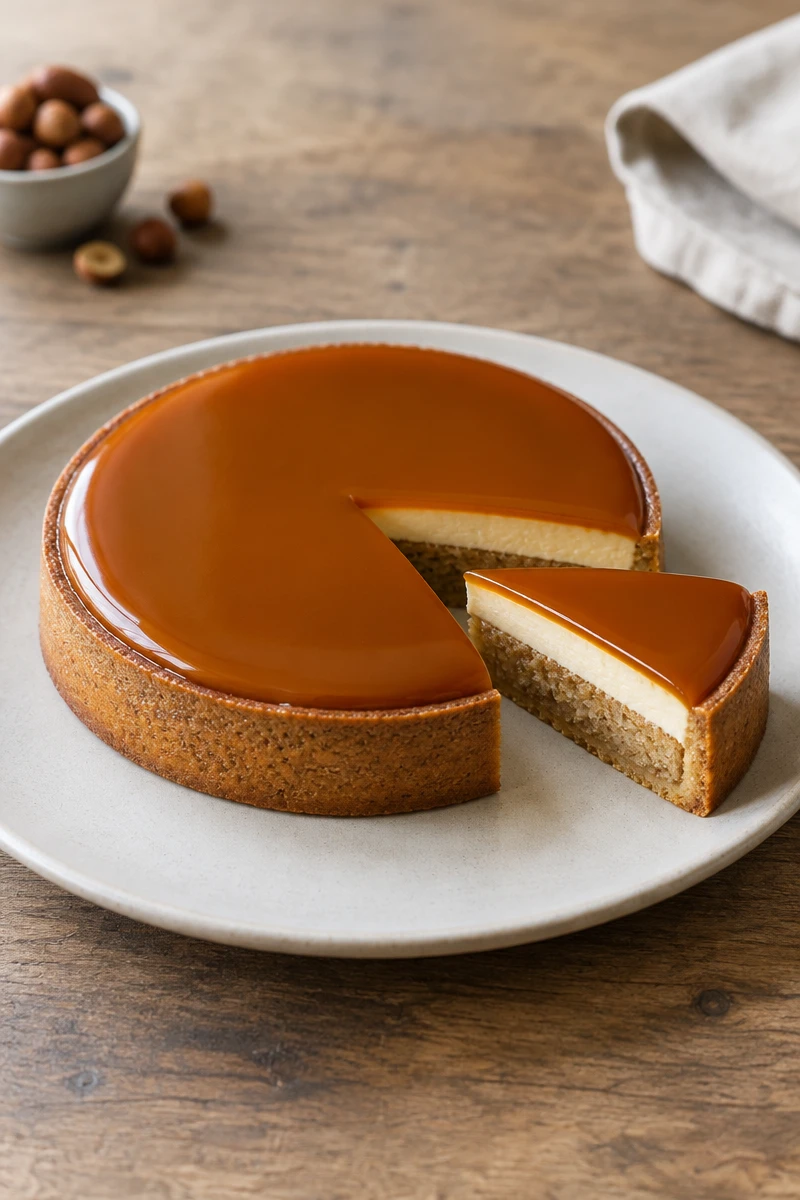 Tarte noisette, vanille et caramel