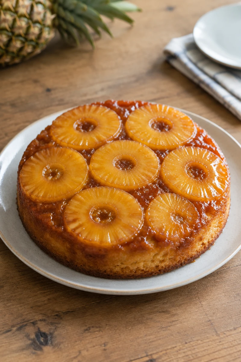 Gâteau renversé aux rondelles d’ananas caramélisées