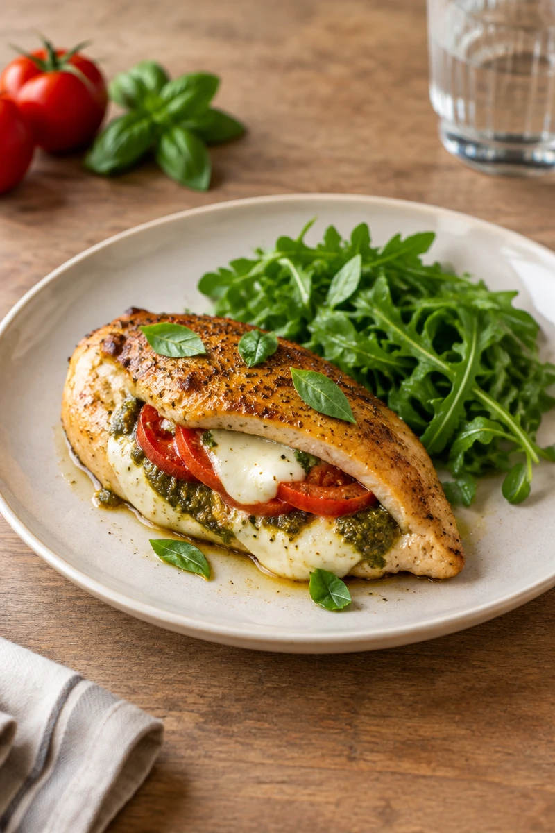 Filets de poulet farcis façon caprese