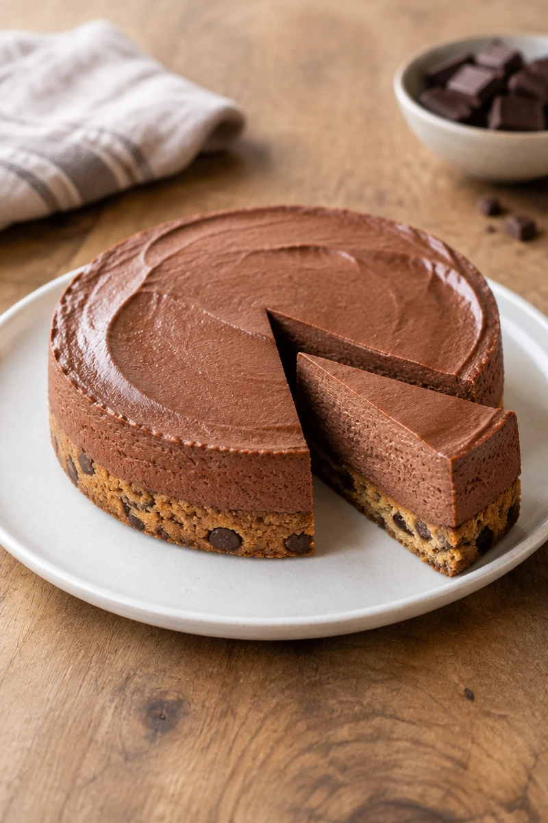 Tarte mousse au chocolat sur pâte à cookie