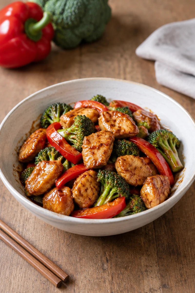 Poulet et brocolis façon yakitori à l’air fryer