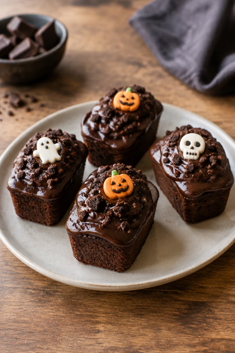 Mini cakes au chocolat et ganache, spécial Halloween