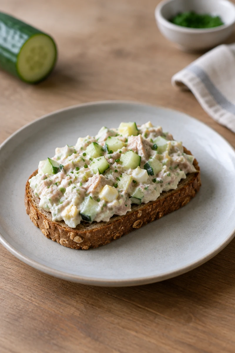 Tartinade de thon aux œufs et au concombre