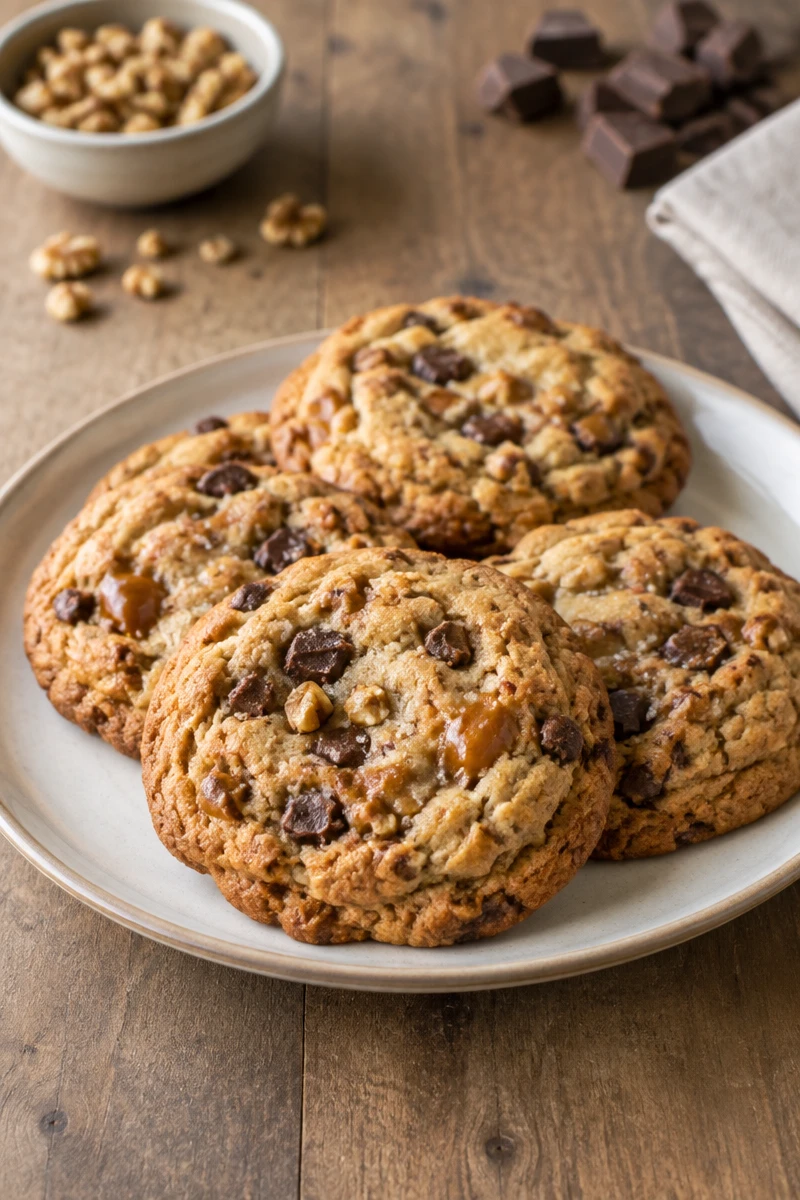 Cookies au chocolat, aux noix et au caramel