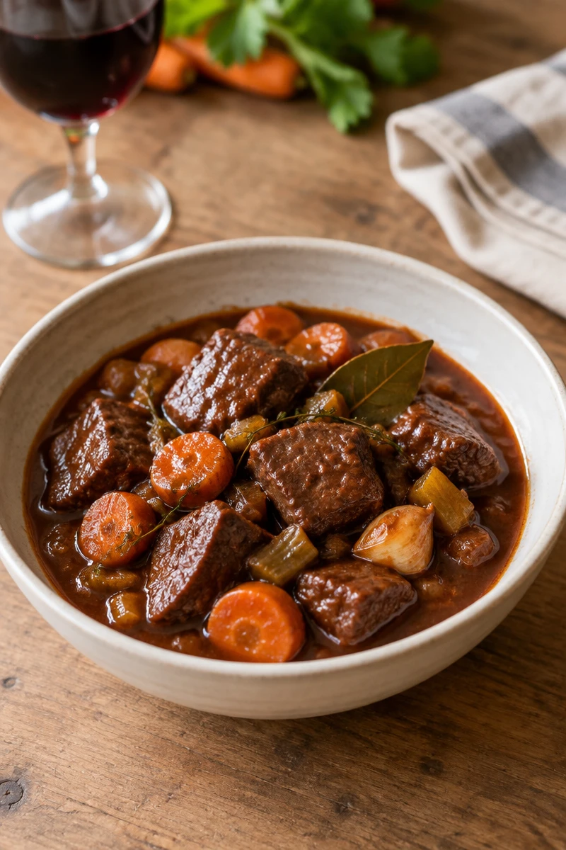 Ragoût de bœuf au vin rouge